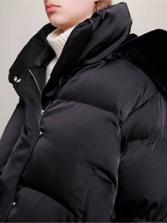 Maje Jackets & Blazers - Maje Black Quilted Puffer Jacket with High Collar